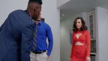 Black dude destroys wet pussy of Casey Calvert with his hard penis