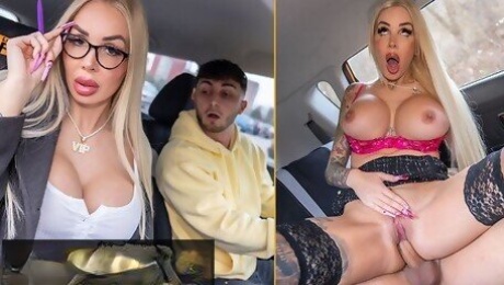 Fake Driving School - Hot Blonde busty MILF takes college age teen on a very special driving