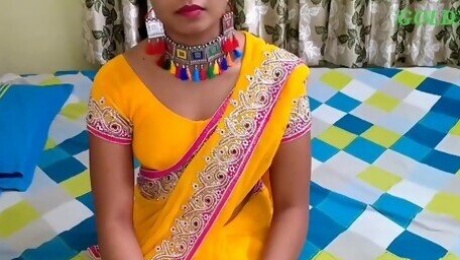 Yellow saree blouse petticoat maza aa gaya komal mam