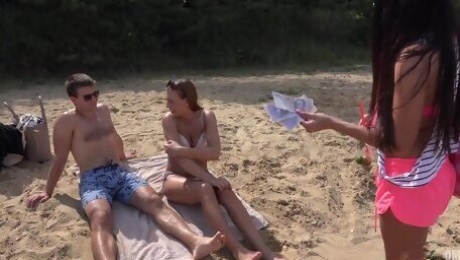 Czech Swingers Seduce Young Couple On The Beach